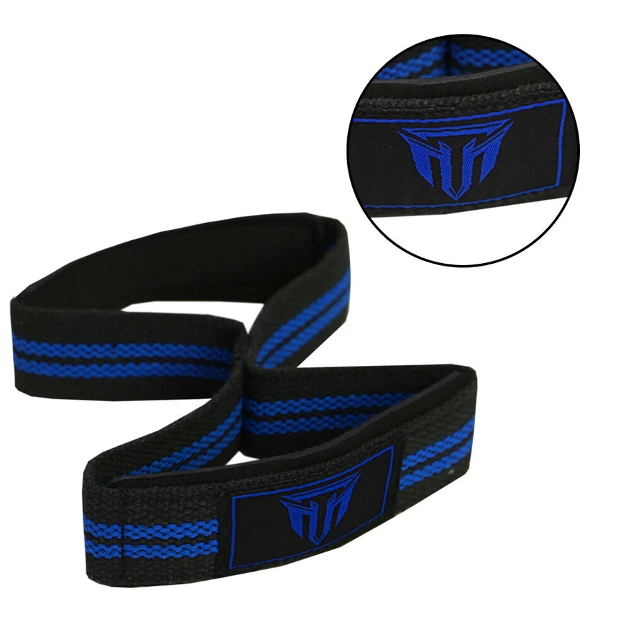 Weightlifting Wrist Strap Figure eight 8 Padded Cuff Gym Deadlift Double Loop MT