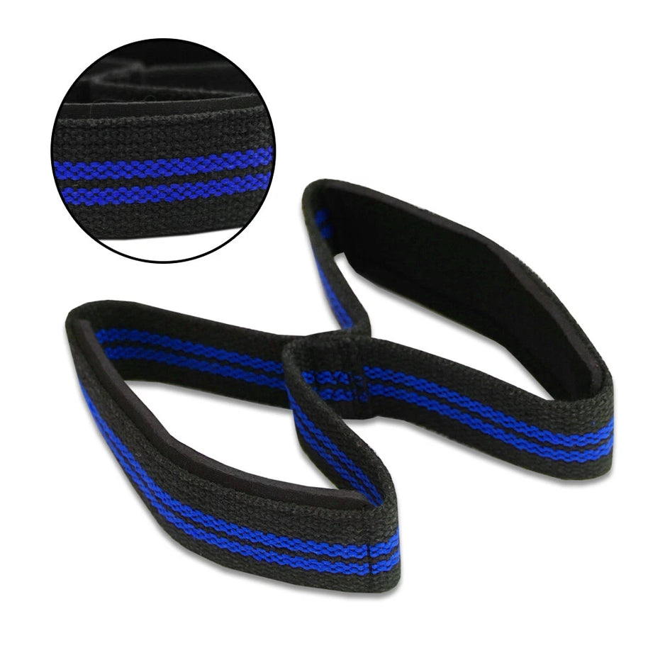 Weightlifting Wrist Strap Figure eight 8 Padded Cuff Gym Deadlift Double Loop MT