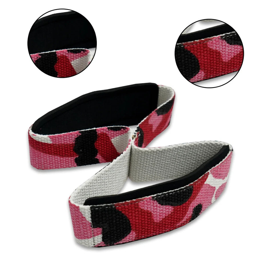 Weightlifting Wrist Strap Figure eight 8 Padded Cuff Gym Deadlift Double Loop MT