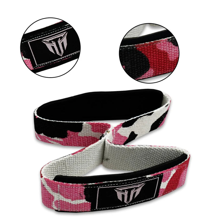 Weightlifting Wrist Strap Figure eight 8 Padded Cuff Gym Deadlift Double Loop MT