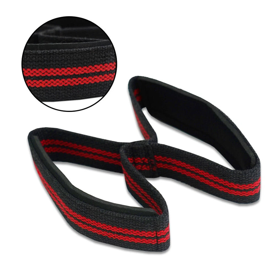 Weightlifting Wrist Strap Figure eight 8 Padded Cuff Gym Deadlift Double Loop MT