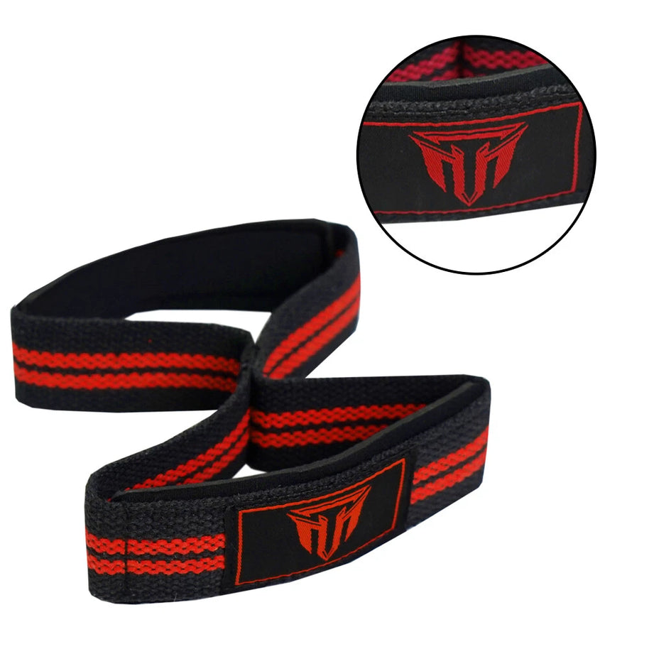 Weightlifting Wrist Strap Figure eight 8 Padded Cuff Gym Deadlift Double Loop MT