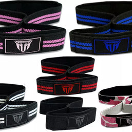 Weightlifting Wrist Strap Figure eight 8 Padded Cuff Gym Deadlift Double Loop MT