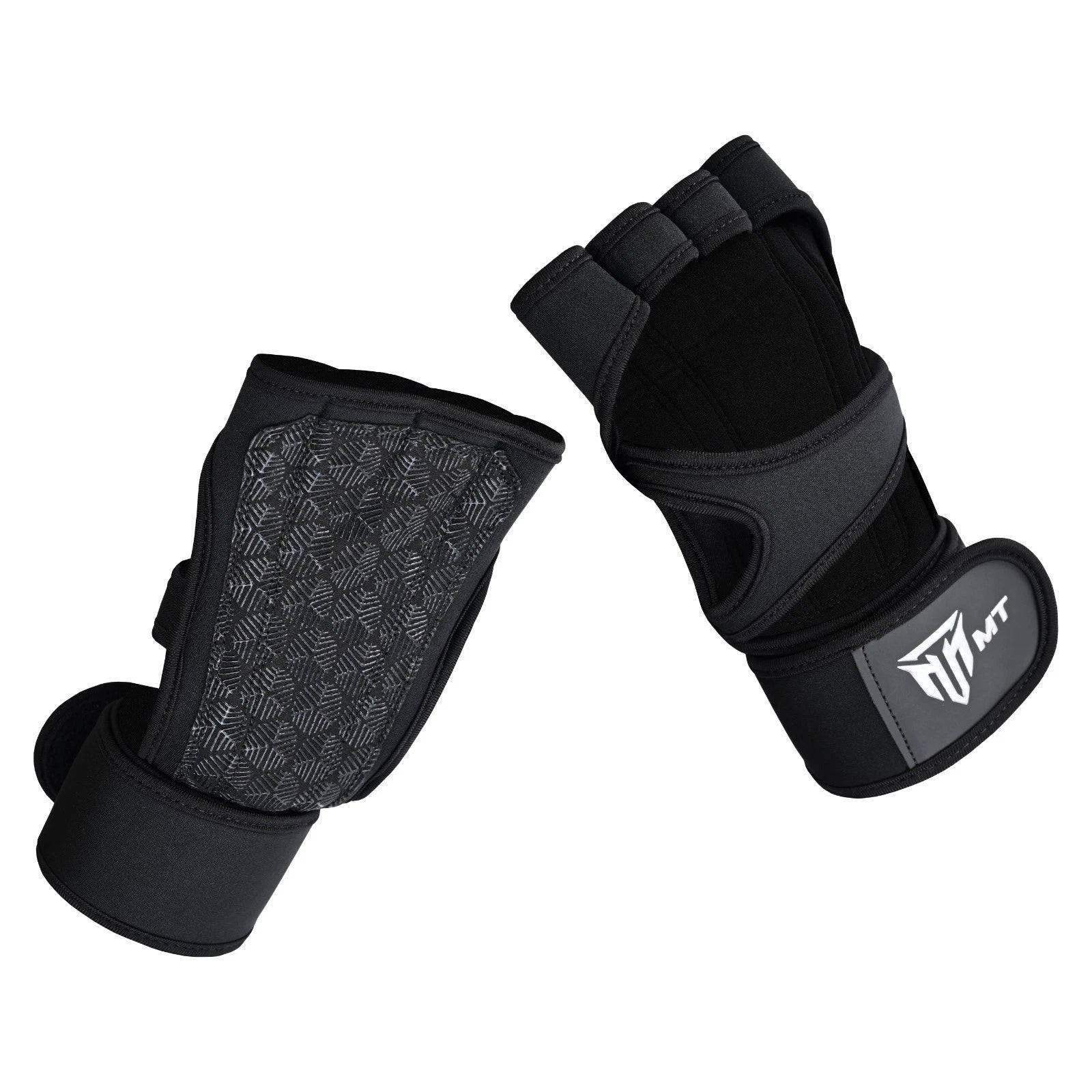 MT Fitness Gym Gloves with Wrist Wraps – Non Slip Neoprene Workout Gloves