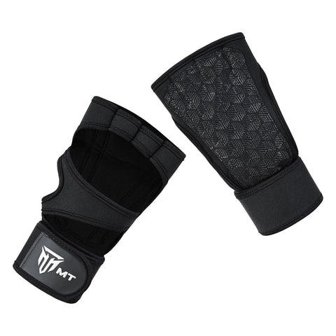 MT Neoprene Gym Gloves with Wrist Wrap | Non-Slip Silicone Grip Fitness Gloves for Men & Women