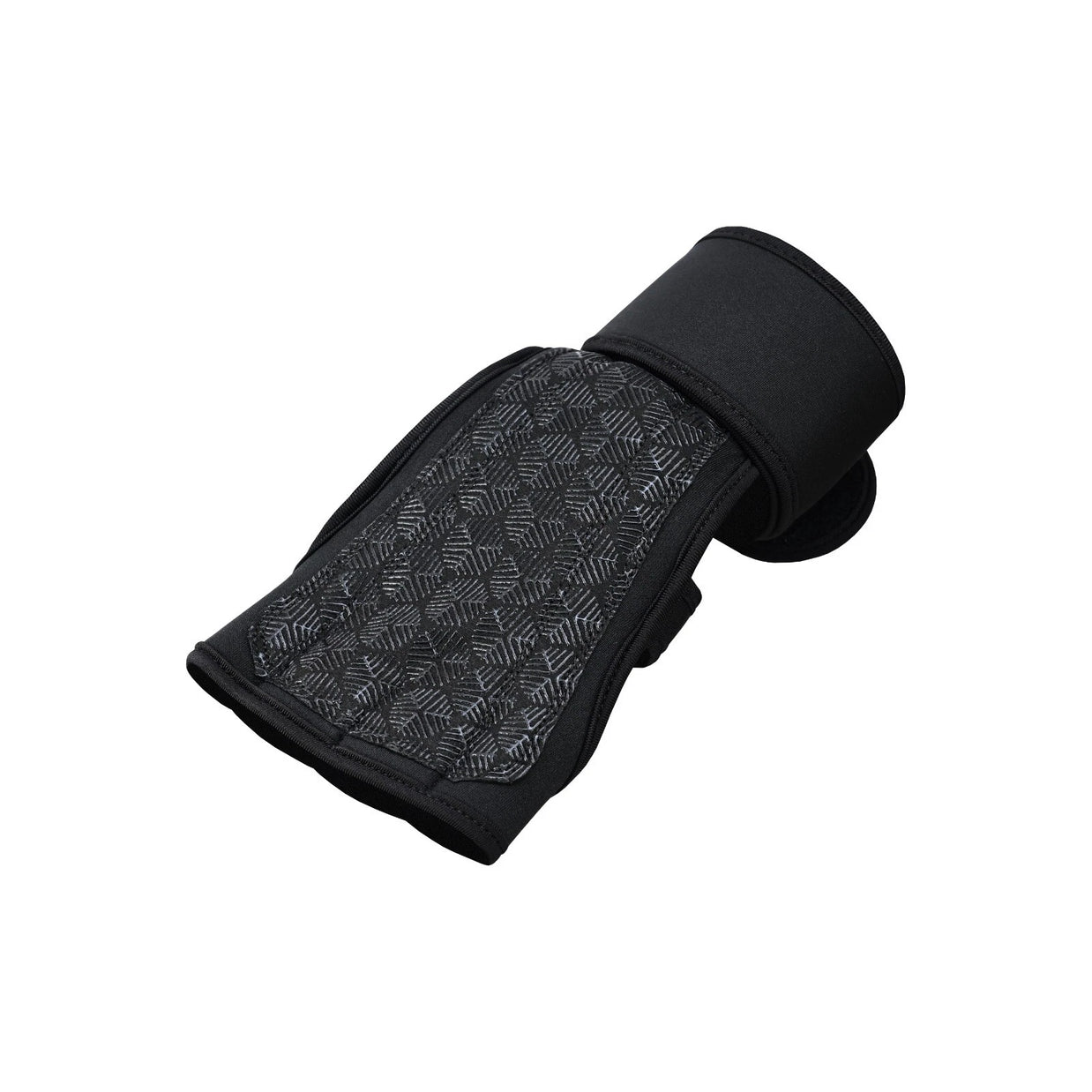 MT neoprene gym gloves with wrist wrap in black, angle view 6