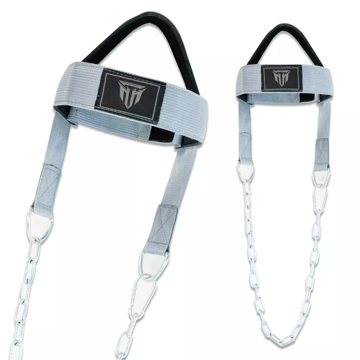 MT neck training head harness in grey, side view