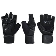 MT Gym Gloves Leather Padded Fitness Wrist Wrap Weightlifting MMA Style Workout
