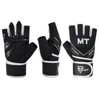 MT Gym Gloves Leather Padded Fitness Wrist Wrap Weightlifting MMA Style Workout