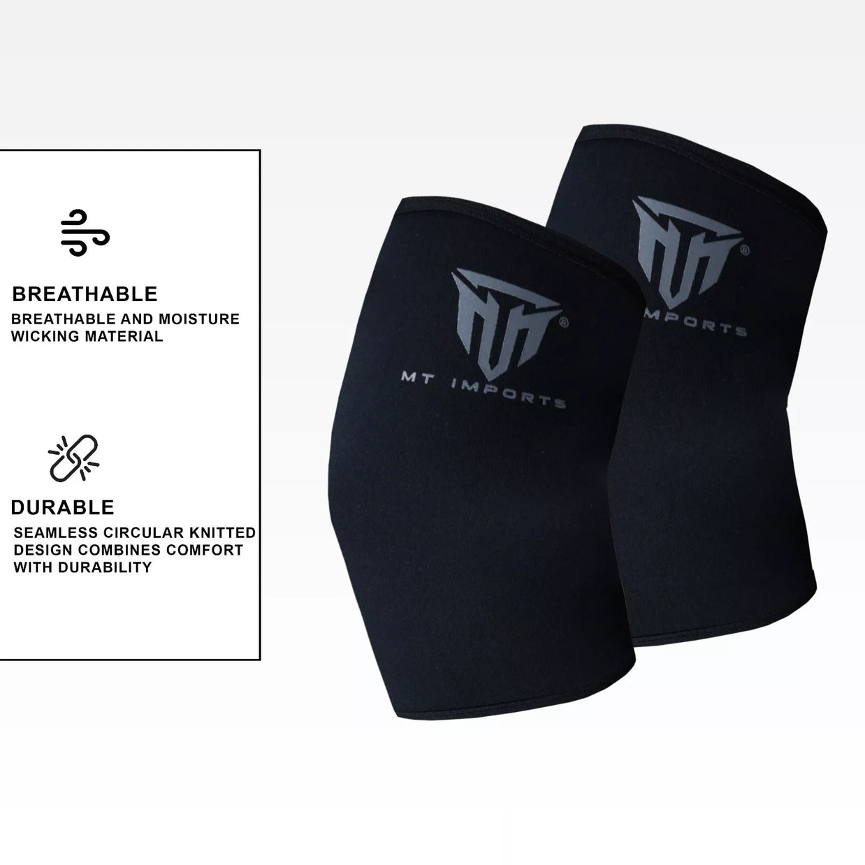 MT knee sleeve compression brace in black, angle view 5