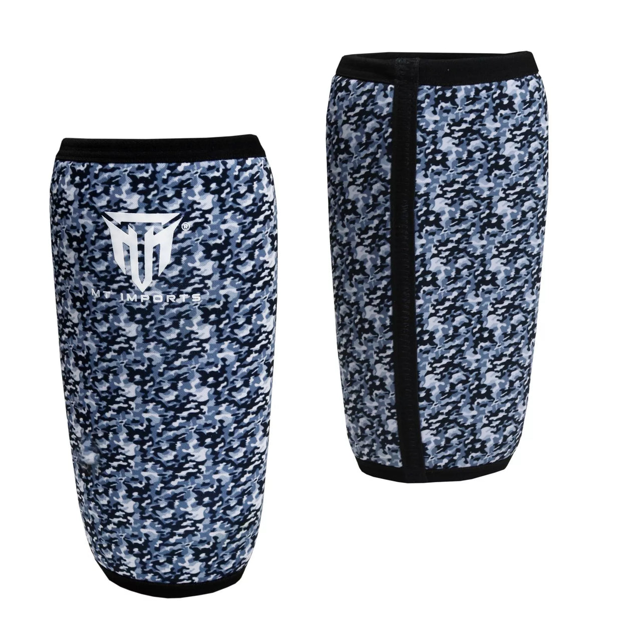 MT knee sleeve compression brace in blue, angle view 2