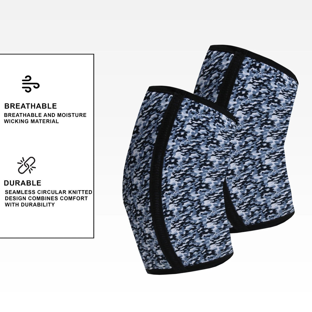 MT knee sleeve compression brace in blue, angle view 3