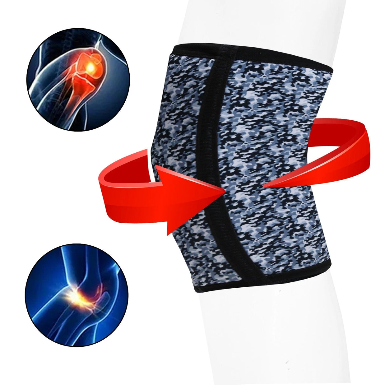 MT knee sleeve compression brace in blue, angle view 4