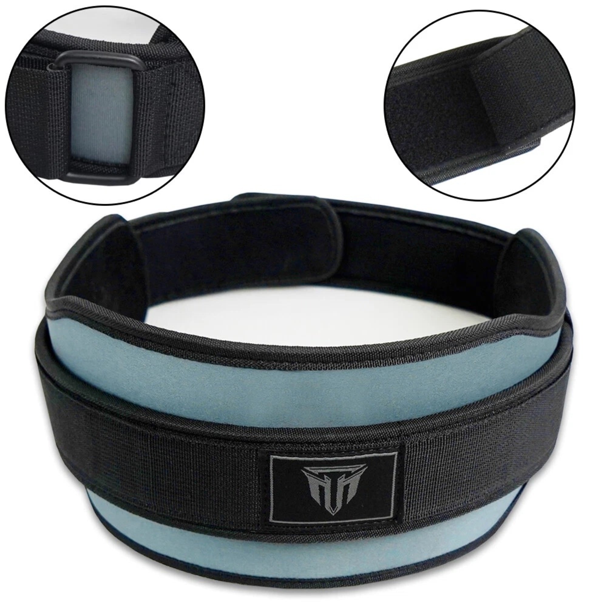 MT weightlifting padding belt in gray, front view