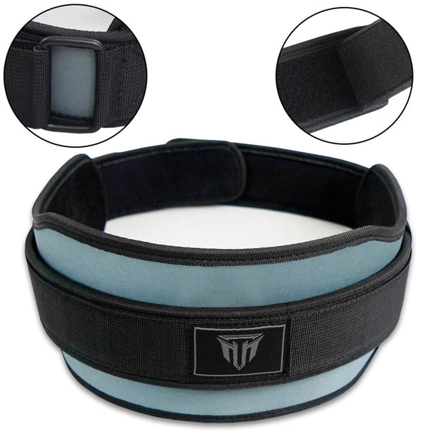 MT weightlifting padding belt in gray, front view