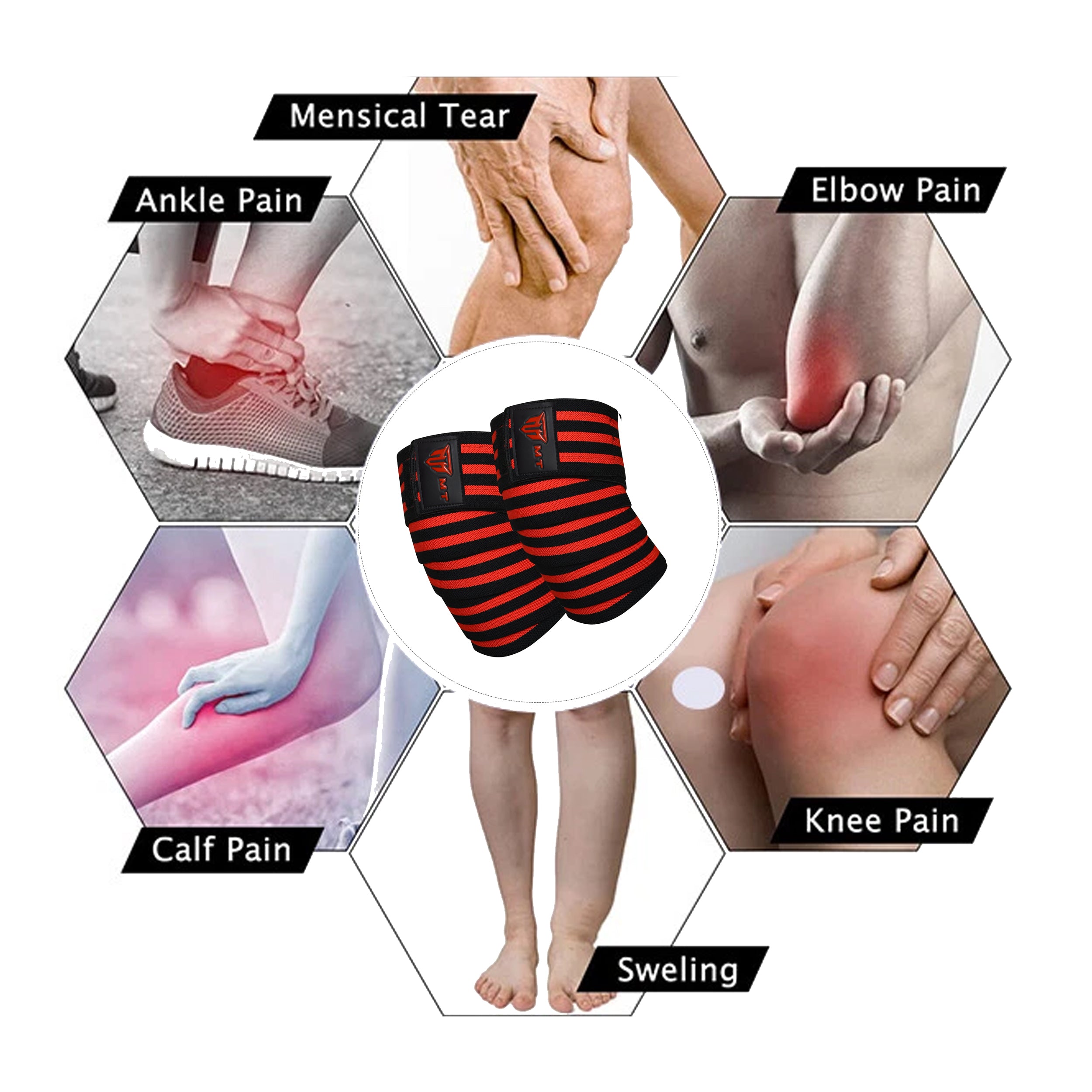 MT Weight Lifting Knee Wraps Fitness Training Straps Power Lifter Gym Men Women