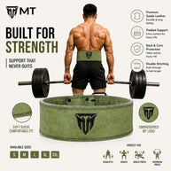MT 10mm Powerlifting Leather Belt | Carbon Fiber Padded Back Support for Squats, Deadlifts & Gym