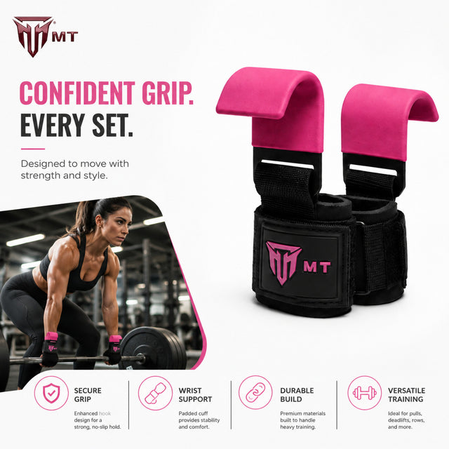 MT Power Lifting Hook Bar | Steel Wrist Hooks for Deadlifts, Pull-Ups & Heavy Weightlifting