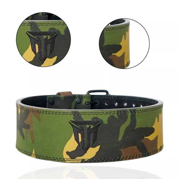 MT 10mm Powerlifting Leather Belt-Weightlifting Belt Lever Bodybuilding Gym Belt