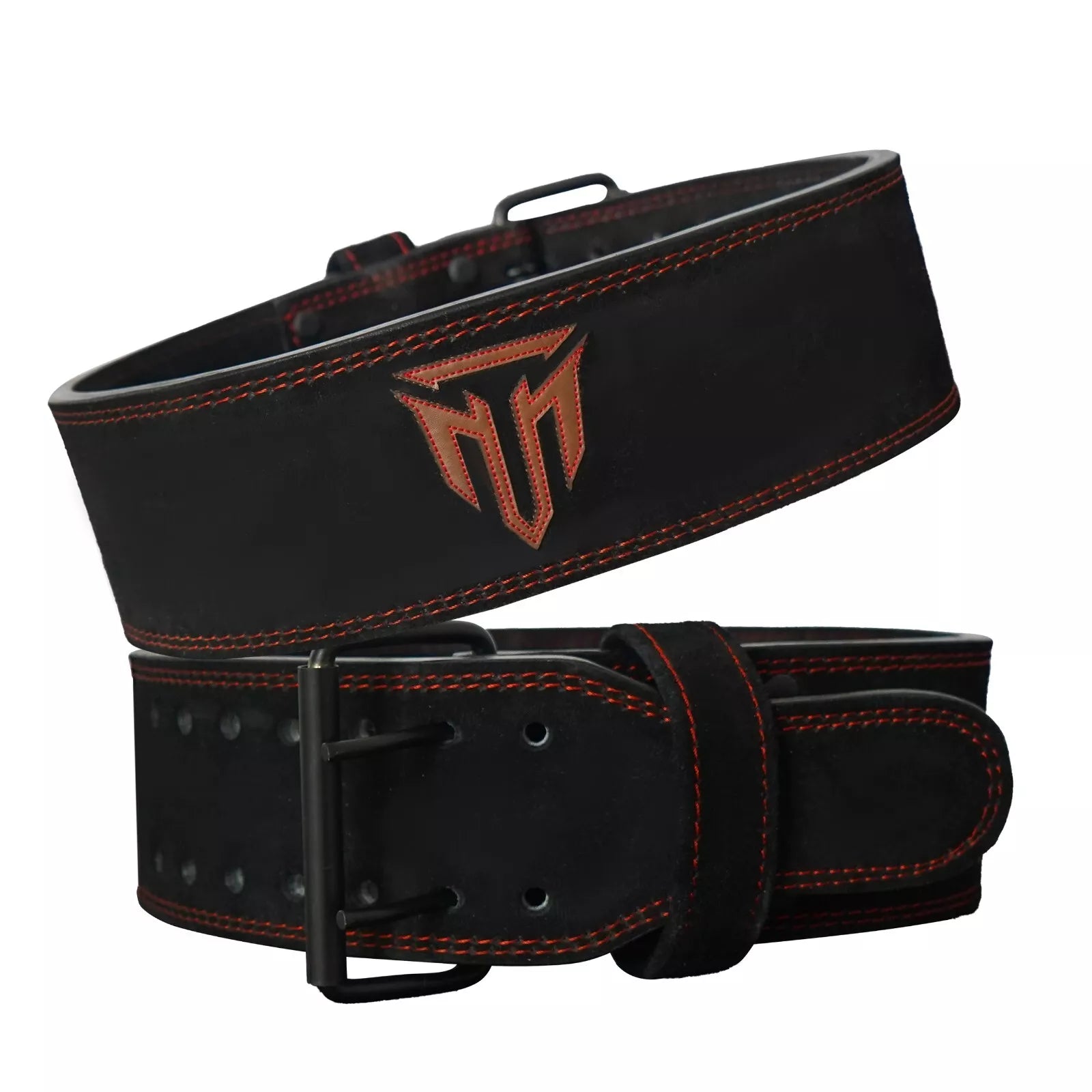 MT 10mm Powerlifting Leather Belt-Weightlifting Belt Lever Bodybuilding Gym Belt