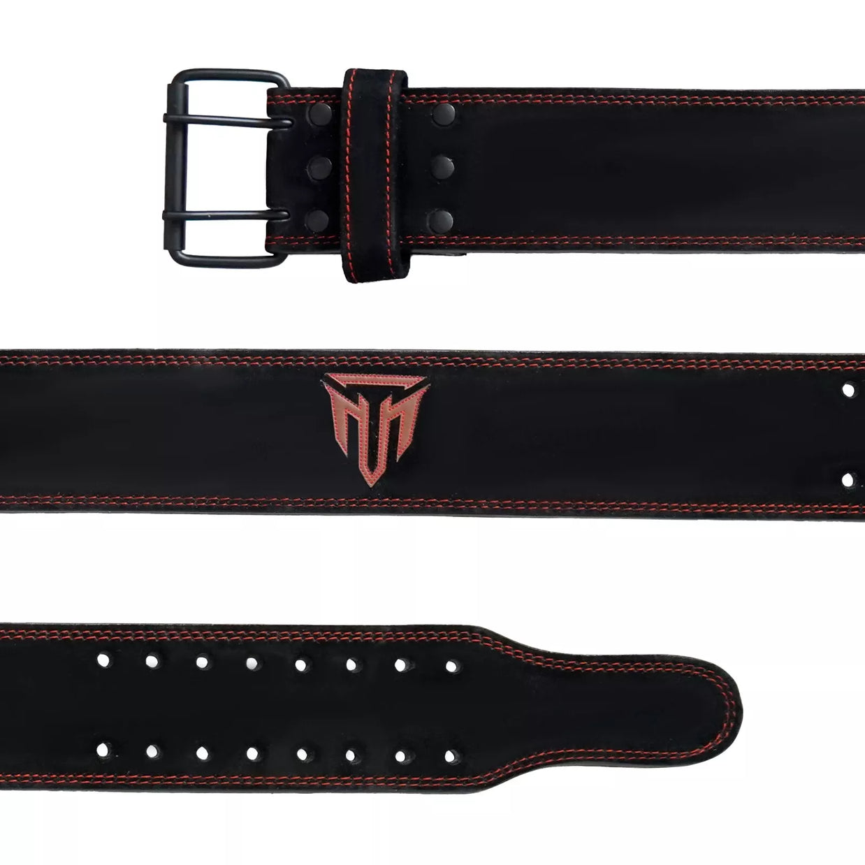 MT 10mm Powerlifting Leather Belt | Carbon Fiber Padded Back Support for Squats, Deadlifts & Gym