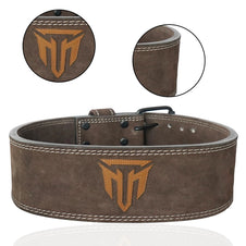 MT 10mm Powerlifting Leather Belt-Weightlifting Belt Lever Bodybuilding Gym Belt