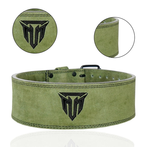 MT 10mm Powerlifting Leather Belt-Weightlifting Belt Lever Bodybuilding Gym Belt