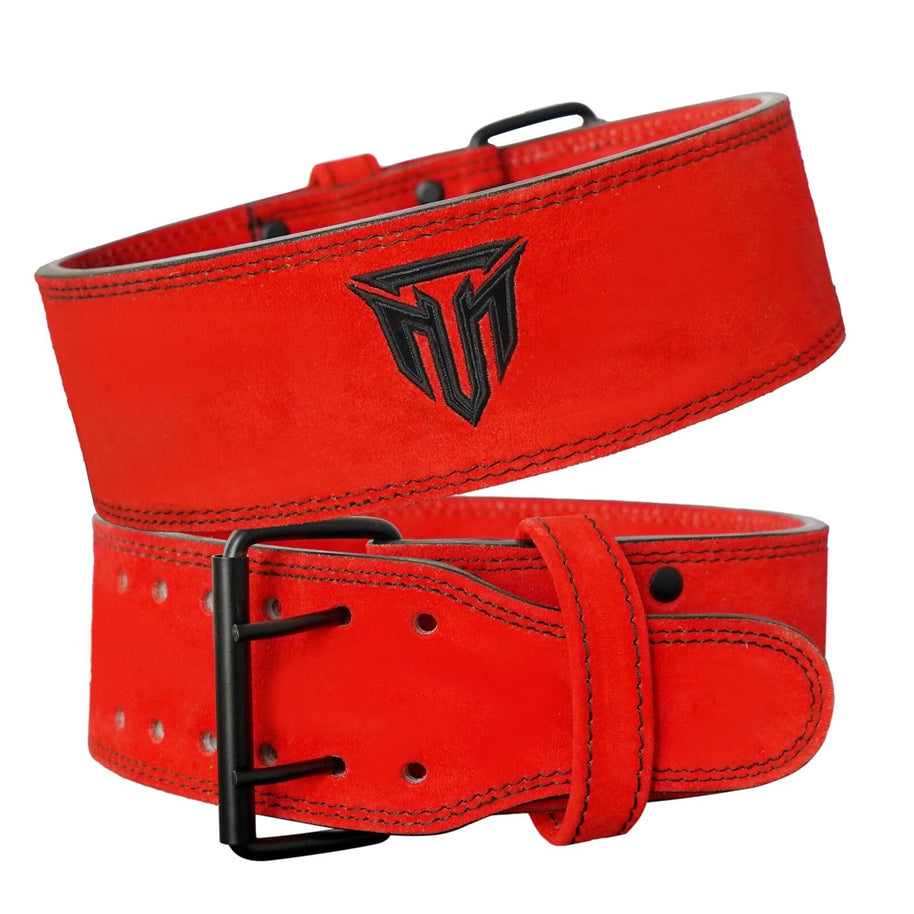 MT 10mm Powerlifting Leather Belt-Weightlifting Belt Lever Bodybuilding Gym Belt