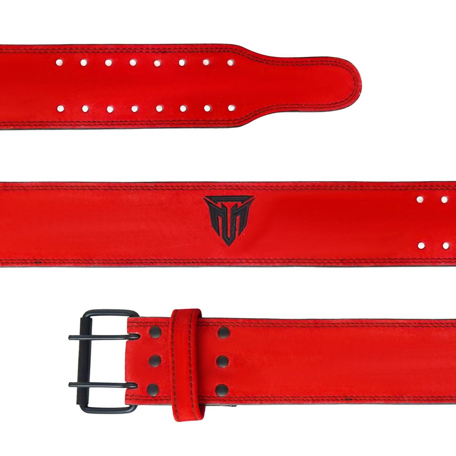 MT 10mm Powerlifting Leather Belt-Weightlifting Belt Lever Bodybuilding Gym Belt