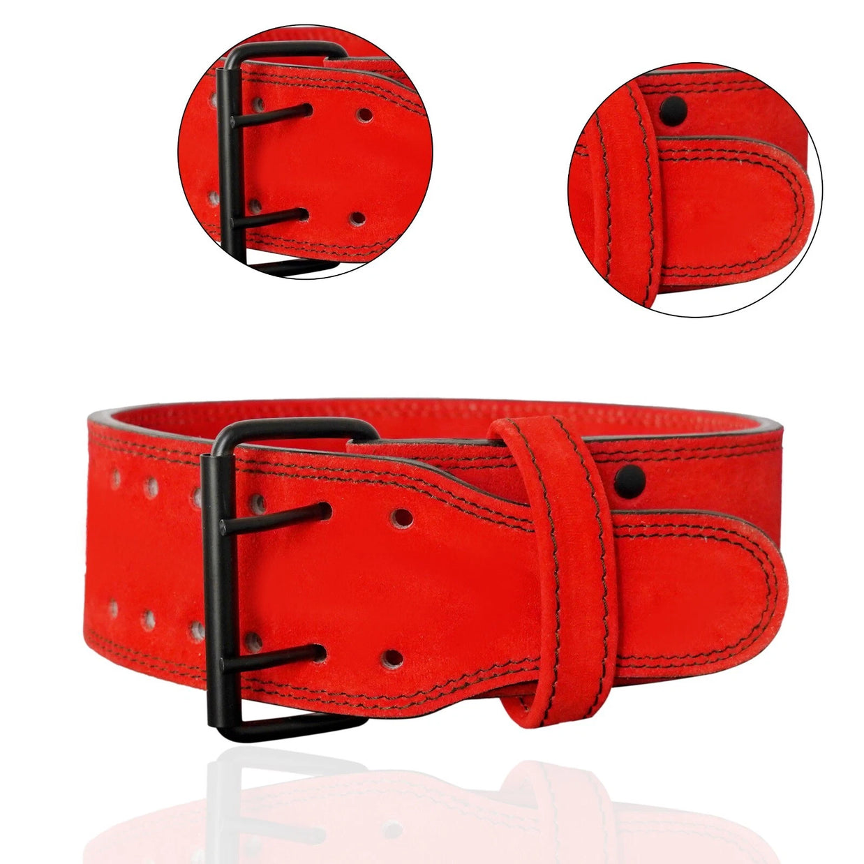 MT 10mm Powerlifting Leather Belt | Carbon Fiber Padded Back Support for Squats, Deadlifts & Gym
