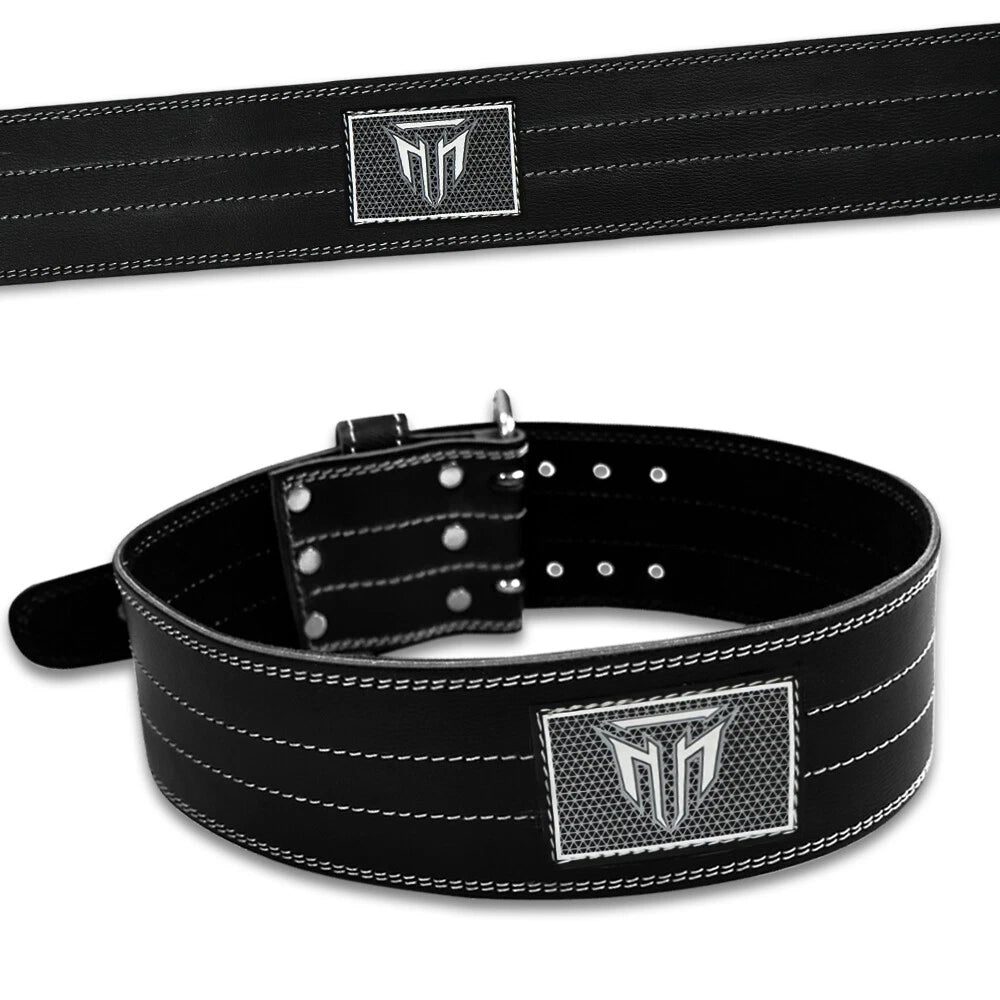 MT Pro Powerlifter Belt | Premium Leather Back Support for Weightlifting, Squats & Deadlifts