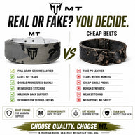 MT 4 Inch Weight Lifting Belt | Leather Back Support Belt for Gym, Powerlifting & Bodybuilding