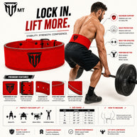 MT 10mm Powerlifting Leather Belt | Carbon Fiber Padded Back Support for Squats, Deadlifts & Gym