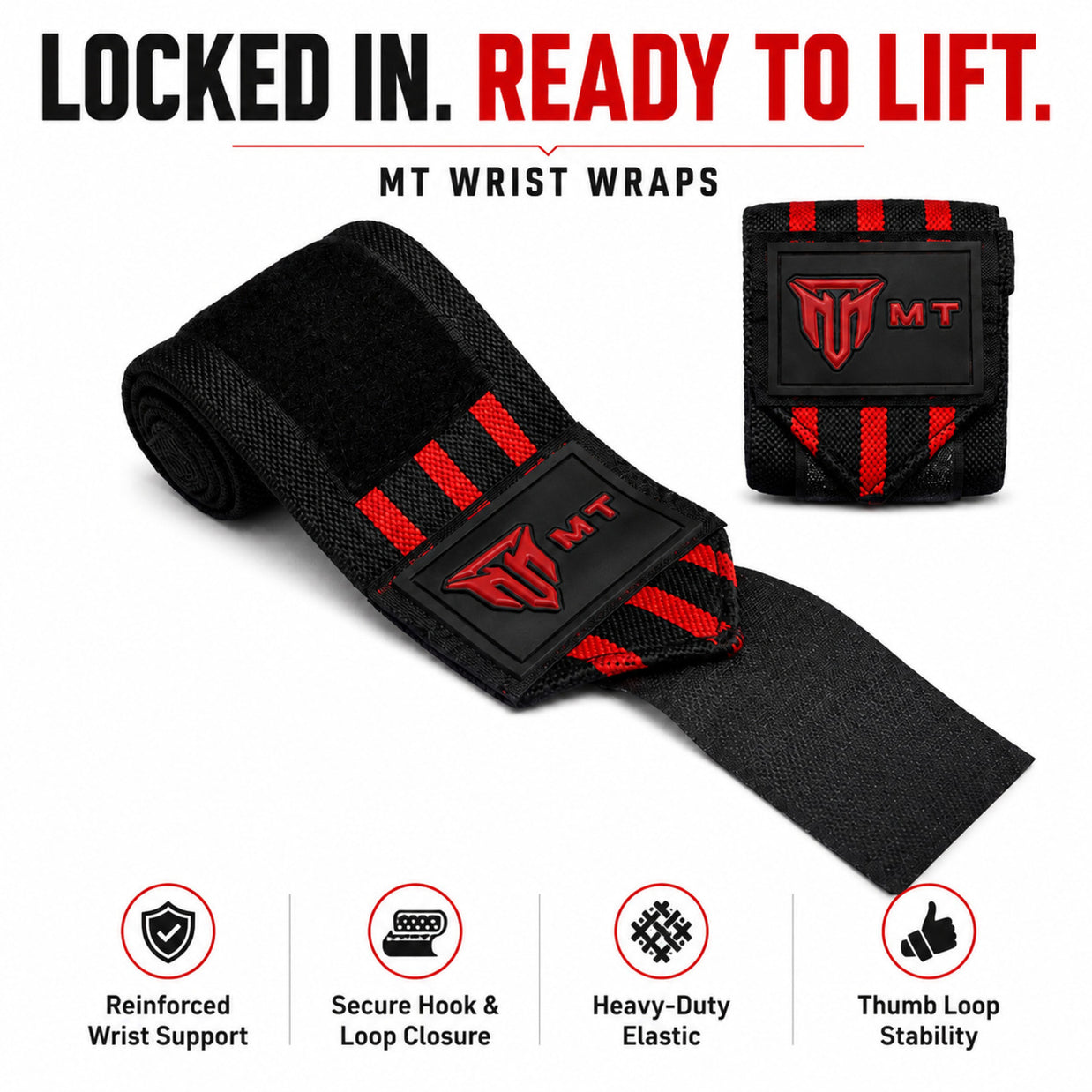 MT Ultimate Beast Wrist Wraps | Heavy-Duty Support for Powerlifting, Bench Press & CrossFit