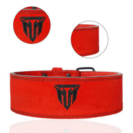 MT 10mm Powerlifting Leather Belt | Carbon Fiber Padded Back Support for Squats, Deadlifts & Gym