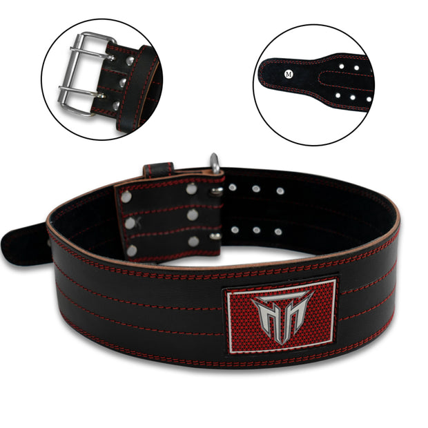 MT Pro Powerlifter Belt | Premium Leather Back Support for Weightlifting, Squats & Deadlifts