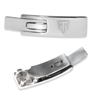 MT lever buckle replacement in silver, front view
