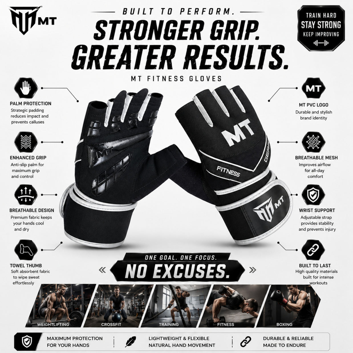 MT Master gym gloves in silver, angle view 2