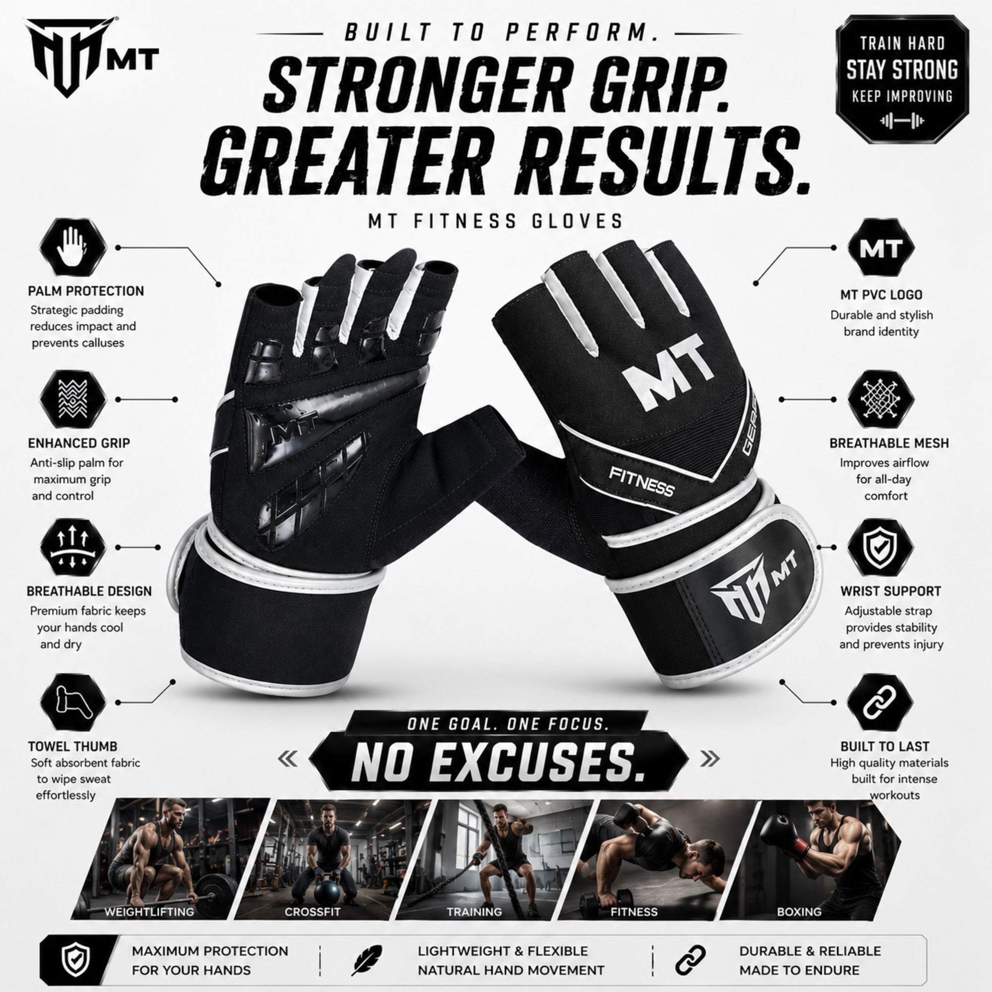 MT Master gym gloves in silver, angle view 2
