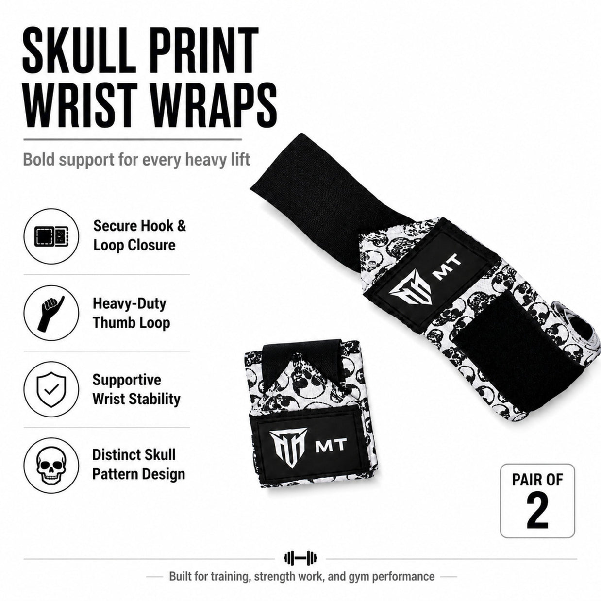 MT Ultimate Beast Wrist Wraps | Heavy-Duty Support for Powerlifting, Bench Press & CrossFit