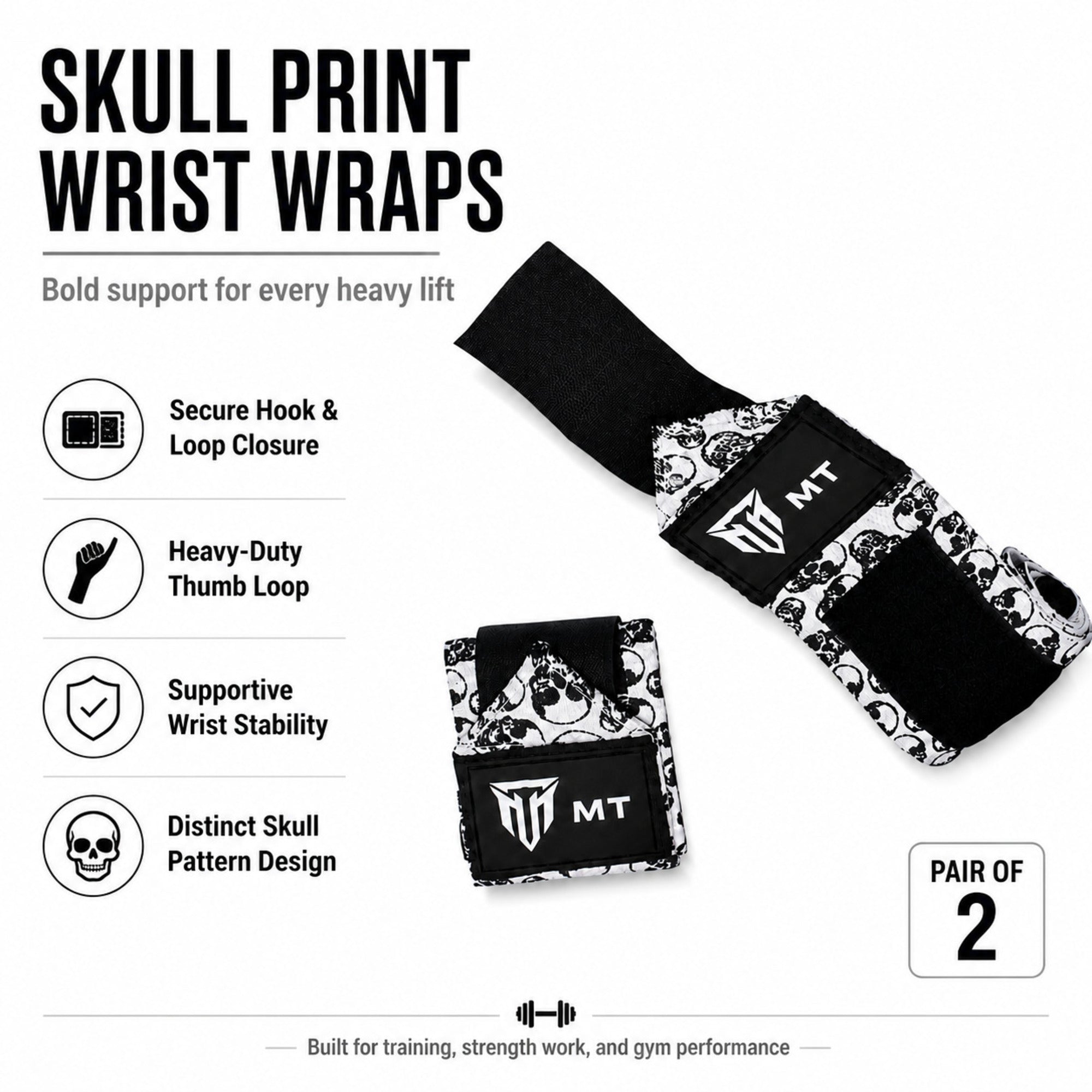 MT Ultimate Beast Wrist Wraps | Heavy-Duty Support for Powerlifting, Bench Press & CrossFit