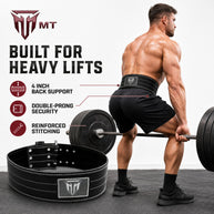 MT Pro Powerlifter Belt | Premium Leather Back Support for Weightlifting, Squats & Deadlifts