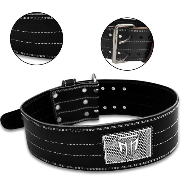 MT Pro Powerlifter Belt | Premium Leather Back Support for Weightlifting, Squats & Deadlifts