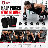 MT half finger gym gloves, detail view