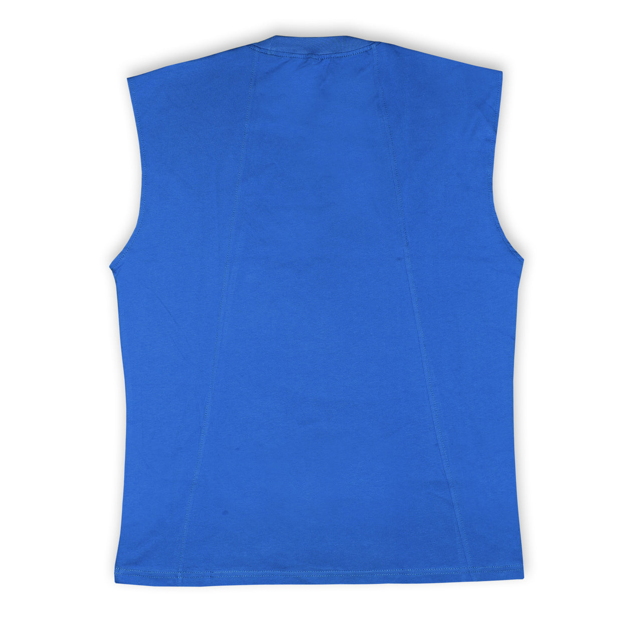MT sleeveless blue fitness t-shirt, detail view 2