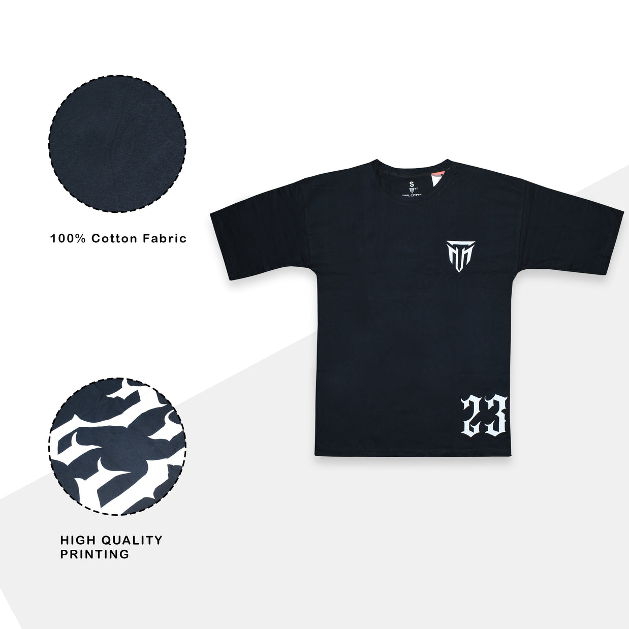 MT drop shoulder gym black tee, detail view 2
