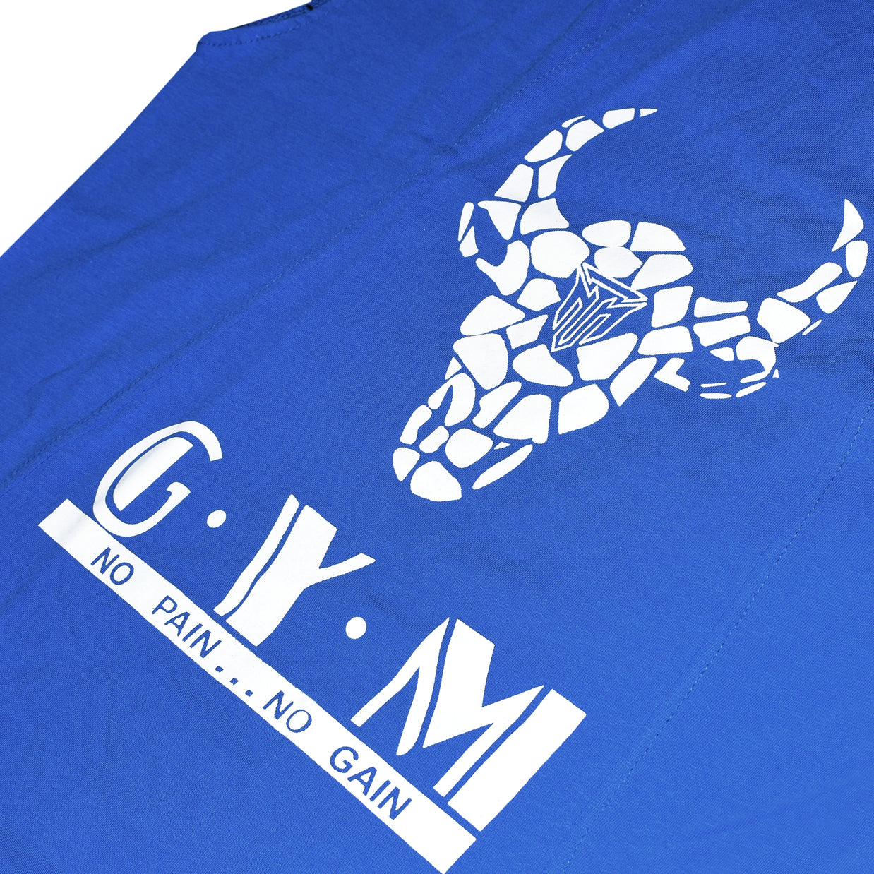 MT sleeveless blue fitness t-shirt, fabric detail