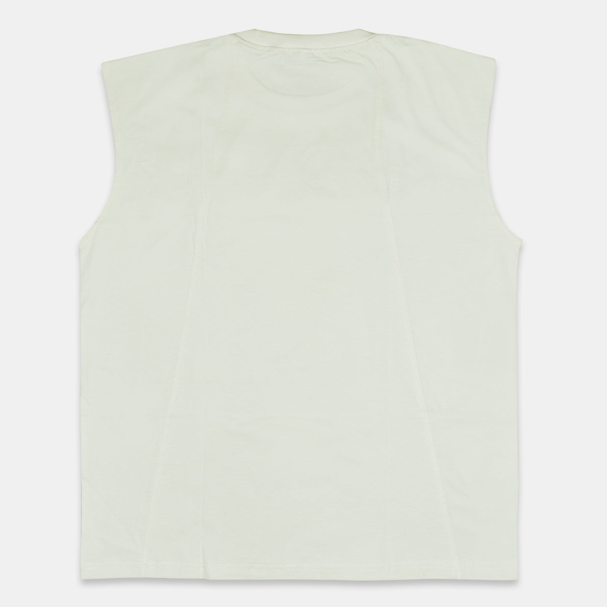 MT white sleeveless fitness t-shirt worn by model