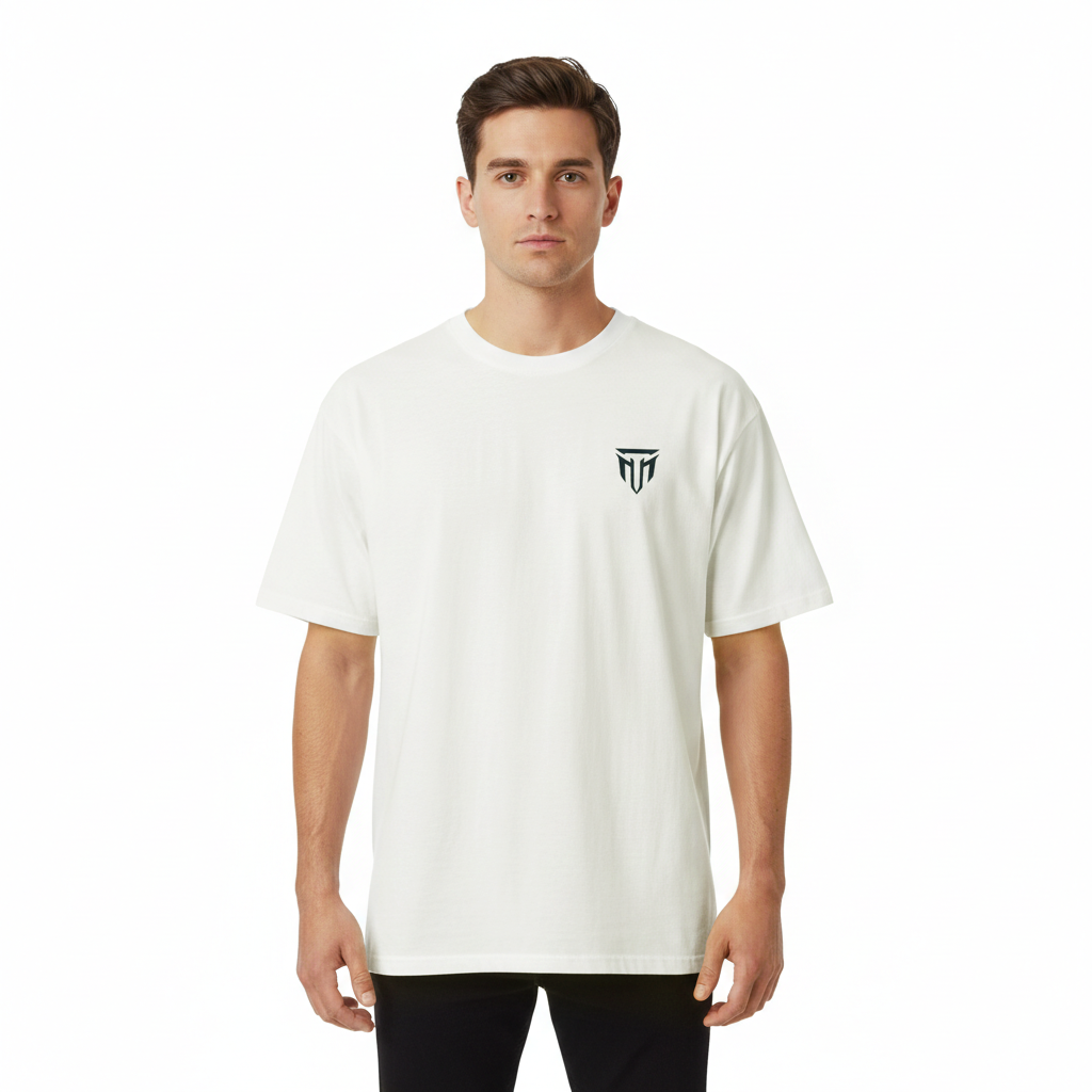 MT drop shoulder gym tee for men and women, front view