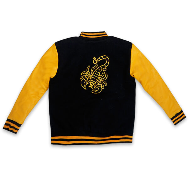 Baseball Jacket Black Body & Yellow Leather Sleeves